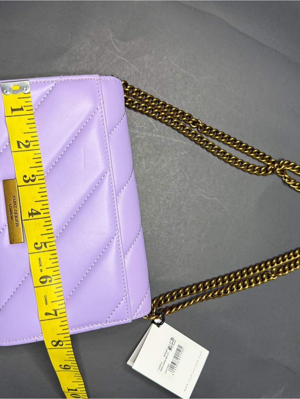 NWT Kurt Geiger London Lilac Quilted Eagle Head Crossbody/Wallet - Picture 10 of 13